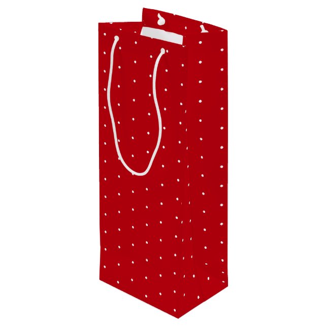 Red And White Pin Polka Dots Christmas Wine Gift Bag (Back Angled)