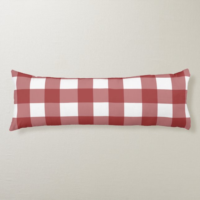 Red and white plaid body cushion (Front)