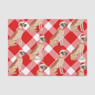 Red and White Plaid Great Dane Christmas Tissue Paper