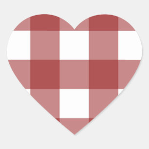 Red and white plaid heart sticker