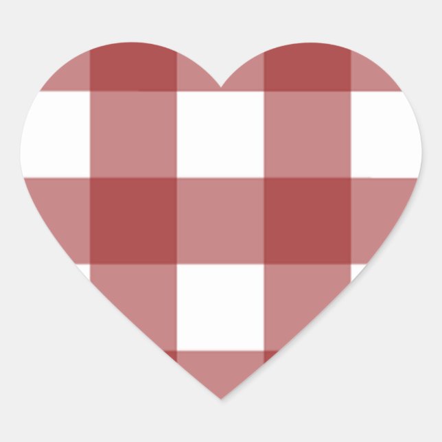 Red and white plaid heart sticker (Front)