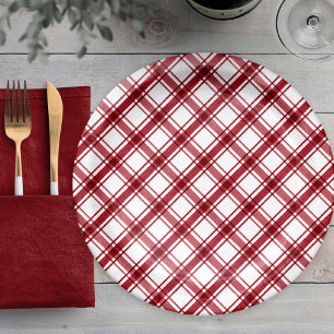 Red and White Plaid Paper Plate