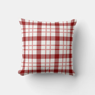 Red and White Plaid Pattern Throw Pillow