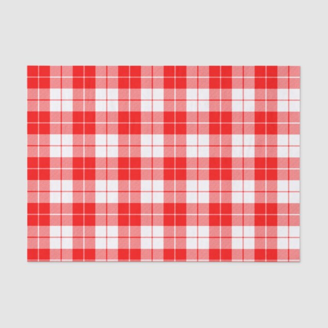 Red and White Plaid Pattern Tissue Paper (Front)
