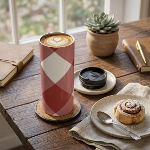 Red and white plaid thermal tumbler