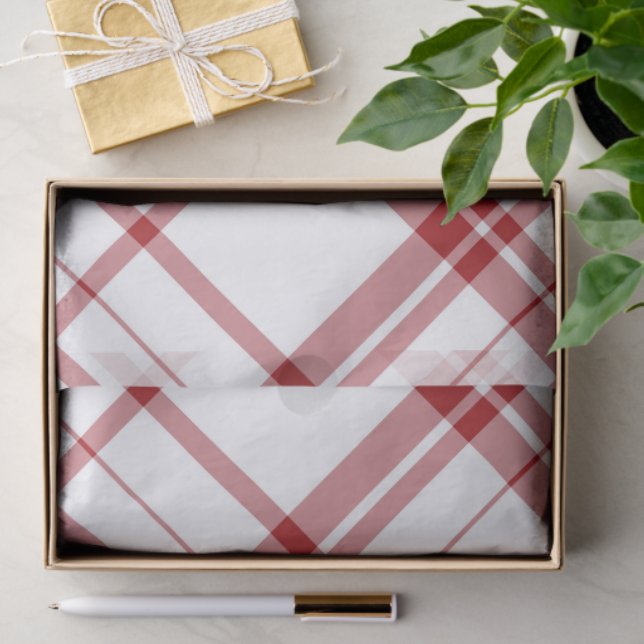 Red And White Plaid Tissue Paper (Gift)