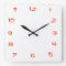 Red and White Plain>Square Kitchen Wall Clock