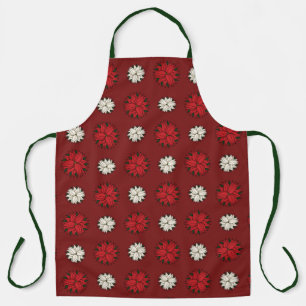 Red and White Poinsettia Polka Dots Apron