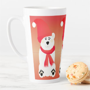 Red and White Polar Bear Latte Mug