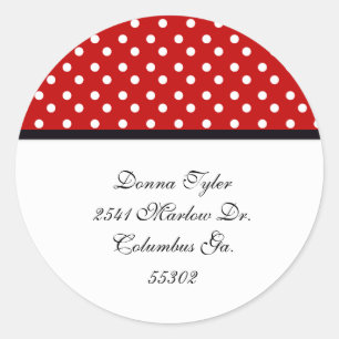 Red and White Polka dot Address Stickers