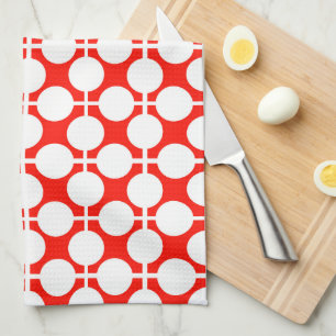 red and white polka dot and check pattern is fa tea towel