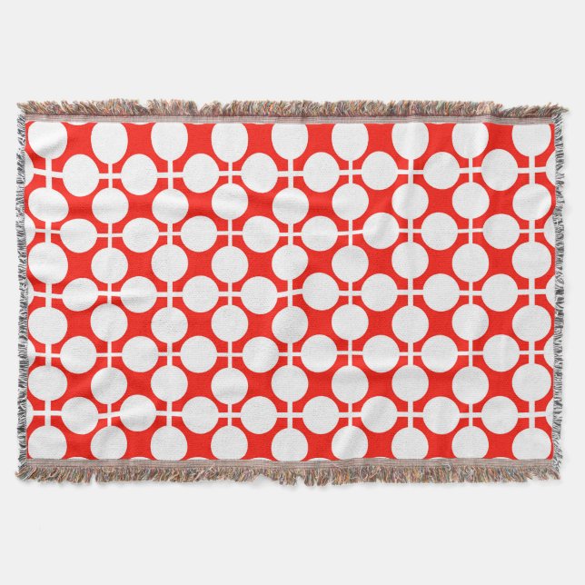 red and white polka dot and check pattern is fa throw blanket (Front)