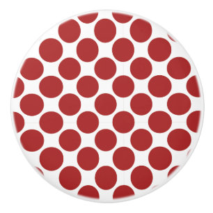 Red and white Polka dot Ceramic Knob
