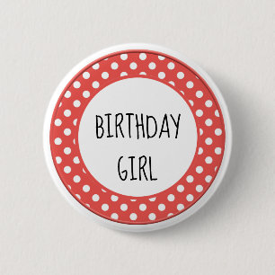 Red and White Polka Dot Child's Birthday Button