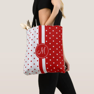Red and White Polka Dot Design Tote Bag