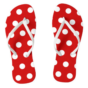 Red and White Polka Dot Flip Flops
