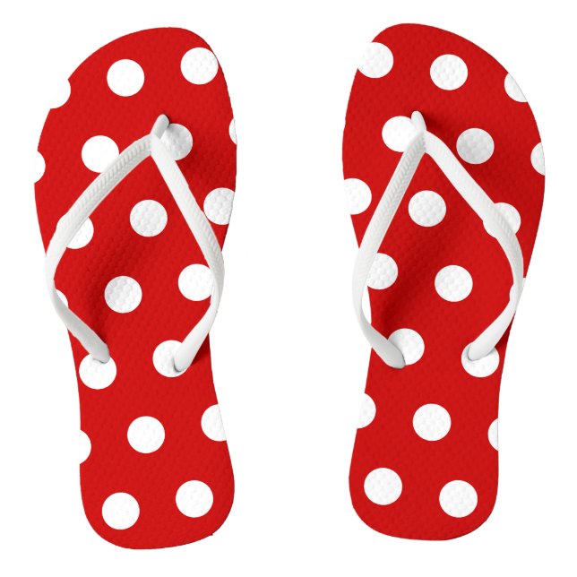Red and White Polka Dot Flip Flops (Footbed)