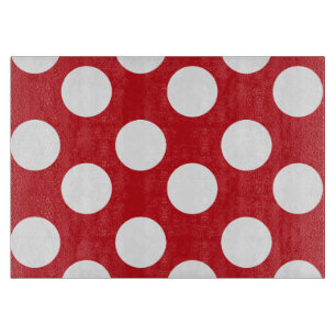 Red and White Polka Dot Glass Cutting Board