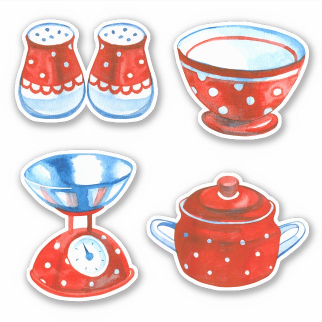 Red and White Polka Dot Kitchenware (Front)