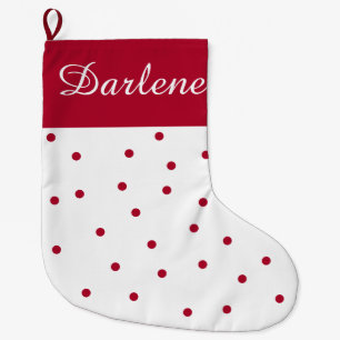 Red and White Polka Dot Large Christmas Stocking