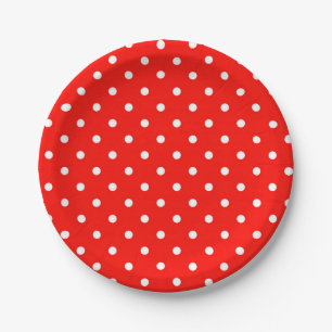 Red and white polka dot modern glamour paper plate