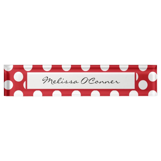 Red and White Polka Dot Name Plate (Front)