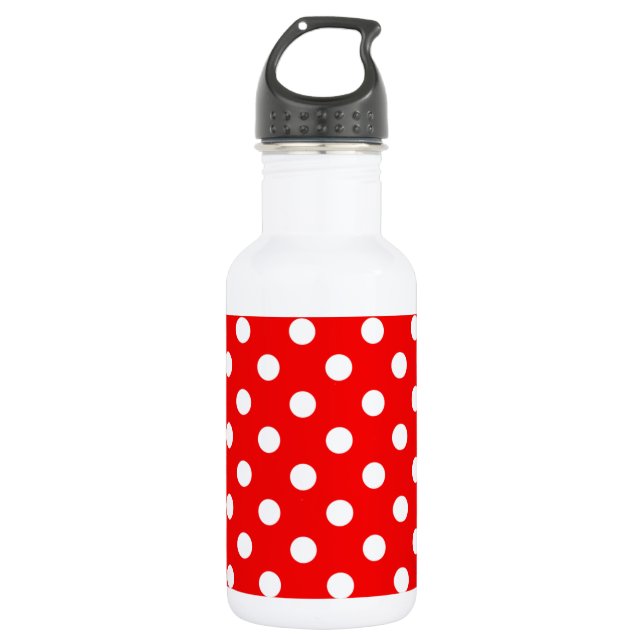 Red and White Polka Dot Pattern 532 Ml Water Bottle (Front)