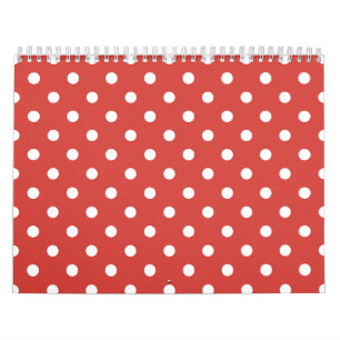 Red and White Polka Dot Pattern Calendar