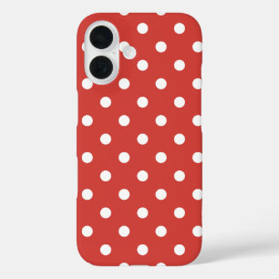 Red and White Polka Dot Pattern iPhone 16 Case