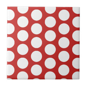 Red and white polka dot pattern custom printed tile