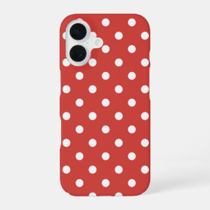 Red and White Polka Dot Pattern iPhone 16 Case