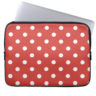 Red and White Polka Dot Pattern Laptop Sleeve