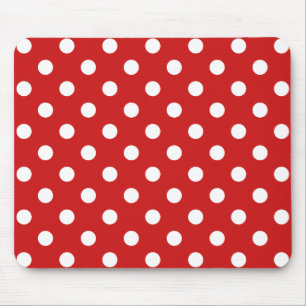 Red and White Polka Dot Pattern Mouse Mat