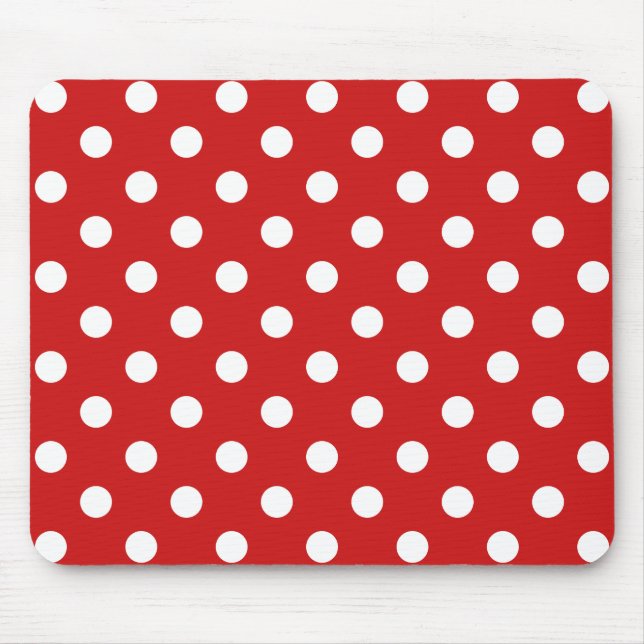 Red and White Polka Dot Pattern Mouse Mat (Front)