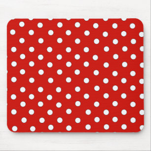 Red and White Polka Dot Pattern Mouse Mat