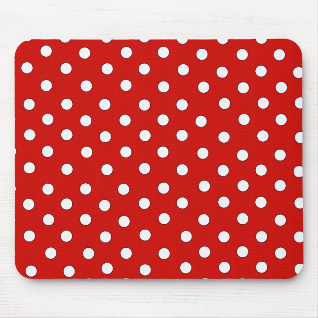 Red and White Polka Dot Pattern Mouse Mat (Front)