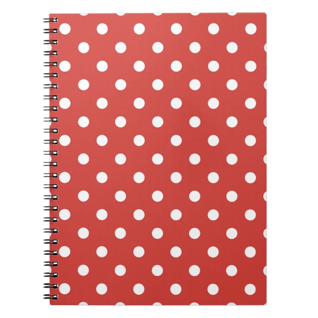 Red and White Polka Dot Pattern Notebook (Front)