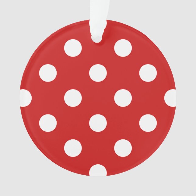 Red and White Polka Dot Pattern Ornament (Front)