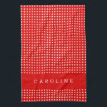 Red and White Polka Dot Pattern Personalised Name Tea Towel<br><div class="desc">Personalised Bright Red and White Polka Dot Pattern Kitchen Towel</div>
