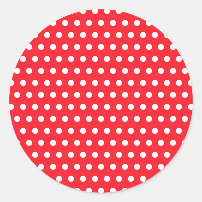 Red and White Polka Dot Pattern. Spotty. Classic Round Sticker (Front)