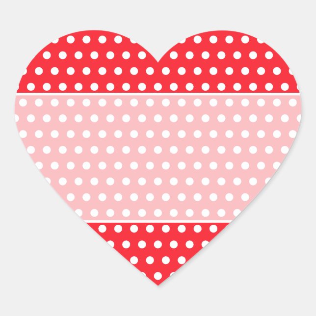 Red and White Polka Dot Pattern. Spotty. Heart Sticker (Front)