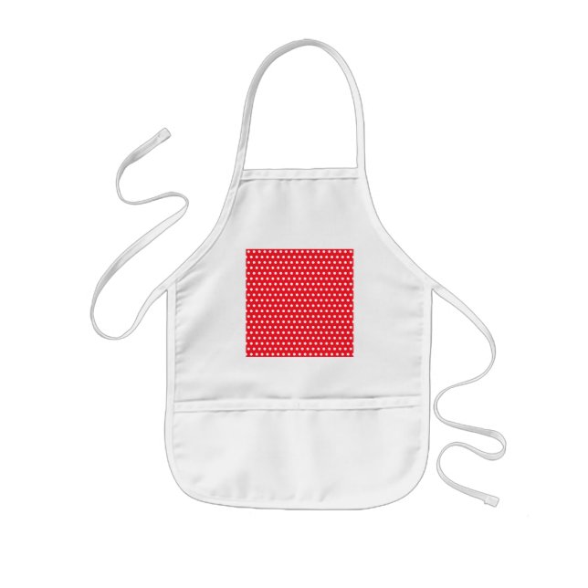 Red and White Polka Dot Pattern. Spotty. Kids Apron (Front)