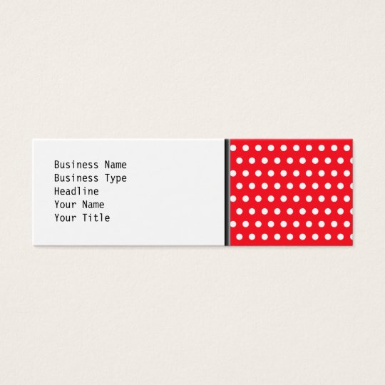 Red and White Polka Dot Pattern. Spotty. Mini Business Card