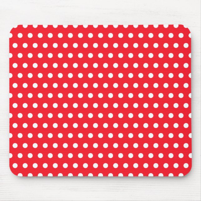 Red and White Polka Dot Pattern. Spotty. Mouse Mat (Front)
