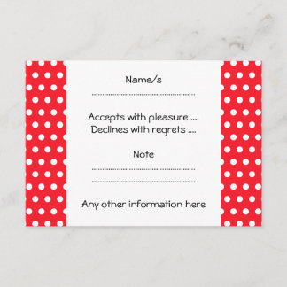 Red and White Polka Dot Pattern. Spotty. RSVP Card