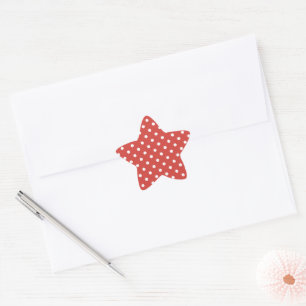Red and White Polka Dot Pattern Star Sticker