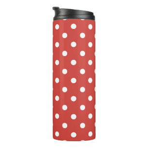 Red and White Polka Dot Pattern Thermal Tumbler