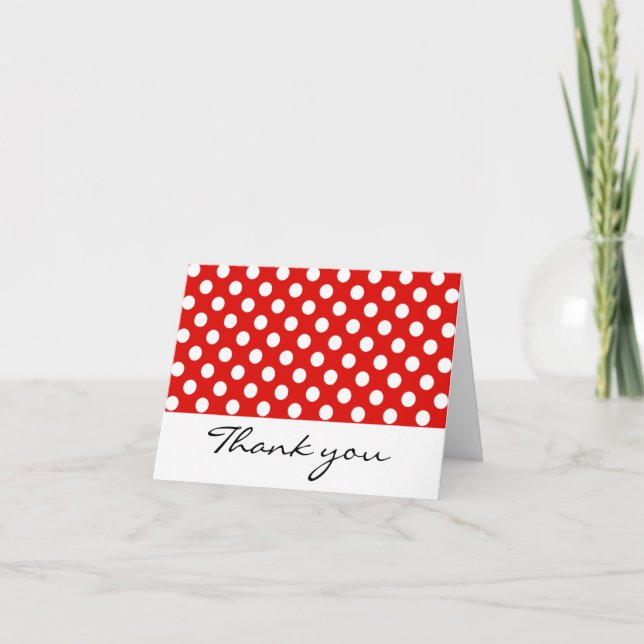 Red and White Polka Dot Thank You Notes (Front)