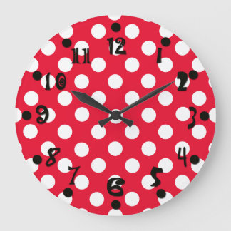 Red and White Polka Dot Wall Clock