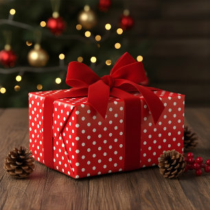 Red and white polka dot  wrapping paper